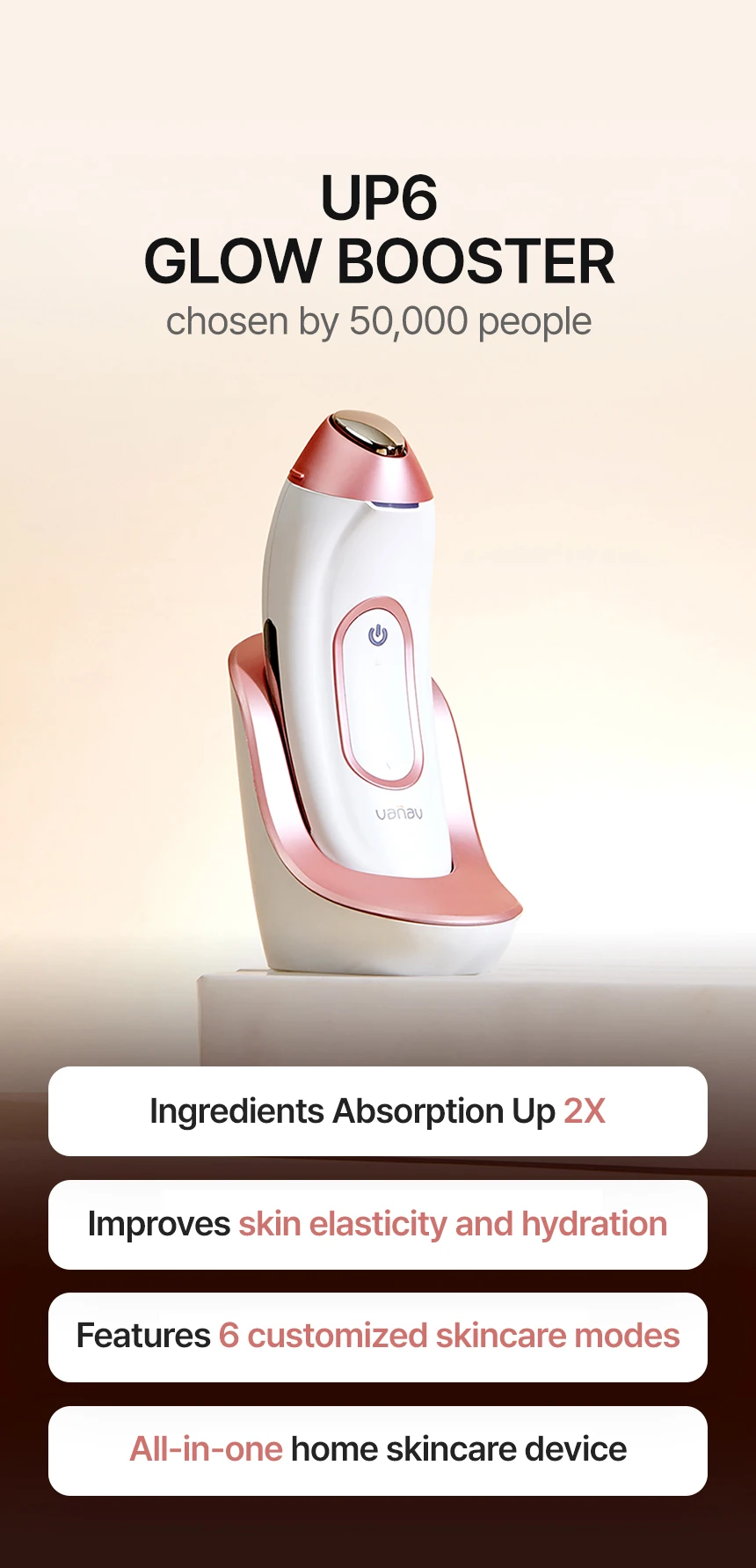 Skincare device, VANAV UP6, Galvanic Ion Massager