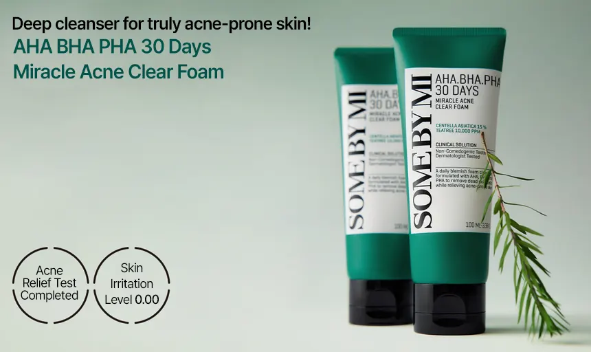 Acne cleanser, Somebymi AHA BHA PHA Acne Clear Foam100ml