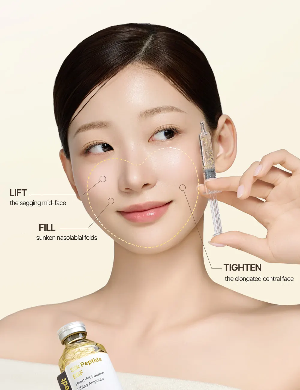 Peptide Serum, SBEDT Silk Peptide EGF Heart Fit Volume Lifting Ampoule