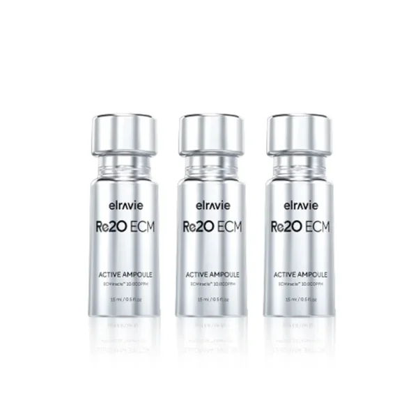 ELRAVIE Re2O ECM Active Ampoule 0.5 fl. oz. (15mL), Pack of 3