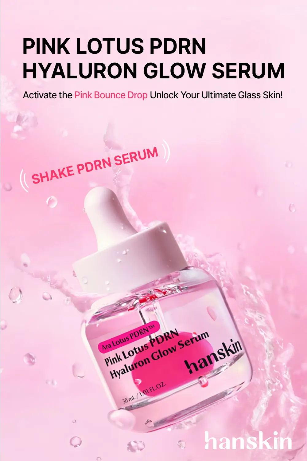 HANSKIN Pink Lotus PDRN Hyaluron Glow Serum 30ml Korea Beauty For You Glass Skin Serum, HANSKIN Pink Lotus PDRN Hyaluron Glow Serum 30ml